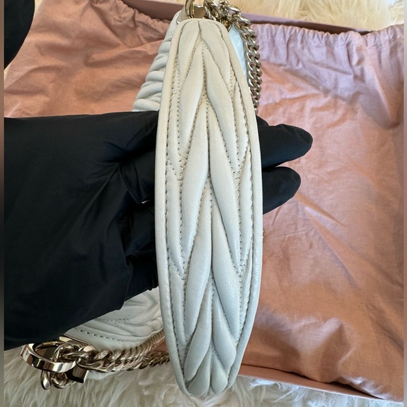 White Authentic Miu Miu Confidential Matelassé Leather Bag - Picture 6 of 11